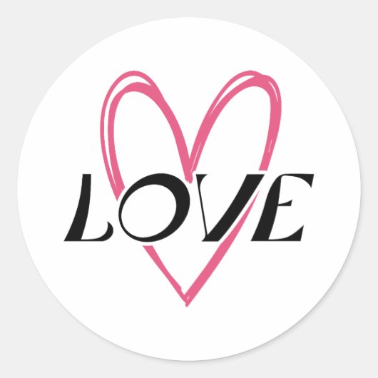 Love Heart Ronde Sticker (Voorkant)
