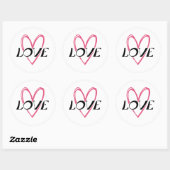 Love Heart Ronde Sticker (Vel)