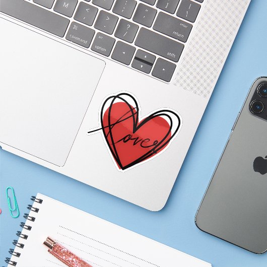 Love Heart Scribble Sticker (Laptop met iPhone)