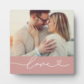 Love Heart Script Custom Muted Pink Weduwfoto Fotoplaat (Voorkant)