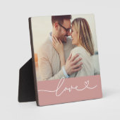 Love Heart Script Custom Muted Pink Weduwfoto Fotoplaat (Voorkant)