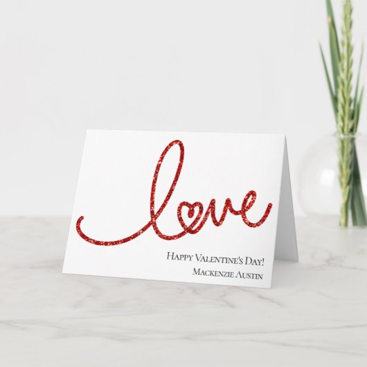 Love Heart Script | Eenvoudige Rode Typografie op  Feestdagen Kaart (Voorkant)