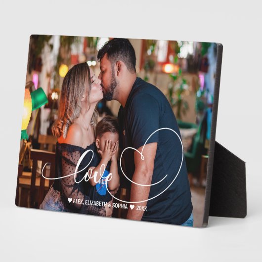 Love Heart Script | Foto van de familie Fotoplaat (Zijkant)