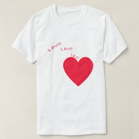 Love Heart Script Graphic White T-Shirt (Design devant)