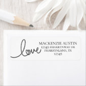 Love Heart Script | Modern grijs en wit adres Etiket (Insitu)