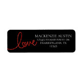 Love Heart Script | Modern rood en wit adres Etiket (Voorkant)