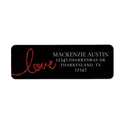 Love Heart Script | Modern rood en wit adres Etiket (Voorkant)