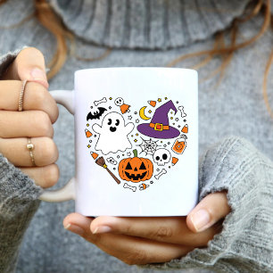 Love Heart Shape Halloween Verjaardag herinneringe Tweekleurige Koffiemok