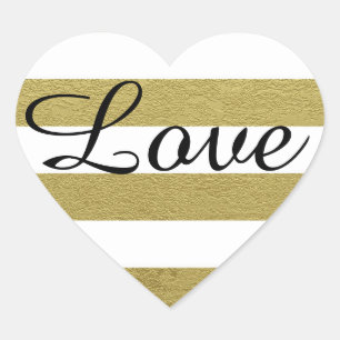 Love Heart Shape Sticker with Gold Stripes