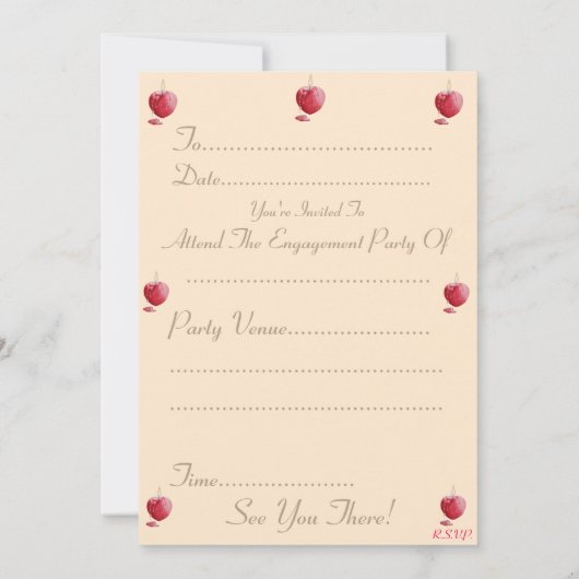 Love Heart Shaped Candle Engagement Uitnodiging (Achterkant)
