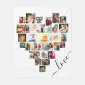 Love Heart Shaped Photo Collage White Fleece Deken (Voorkant)
