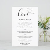 Love Heart Simple Modern Wedding Menu (Staand voorkant)