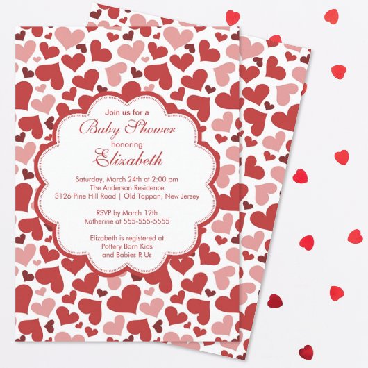 Love Heart Spring Baby shower Invitation Kaart