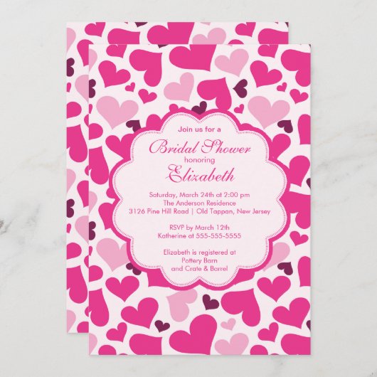 Love Heart Spring Invitation de douche nuptiale (Devant / Derrière)