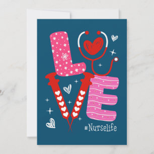 LOVE Heart Stethoscope Zurse Life Funny Nurse Feestdagenkaart