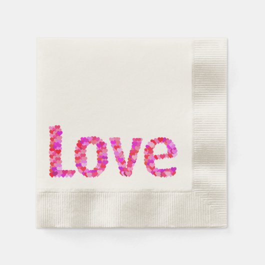 LOVE Heart Text Napkins Servet (Voorkant)