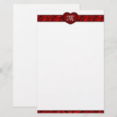 Love Heart Valentine's Day Monogram papeterie (Devant / Derrière)