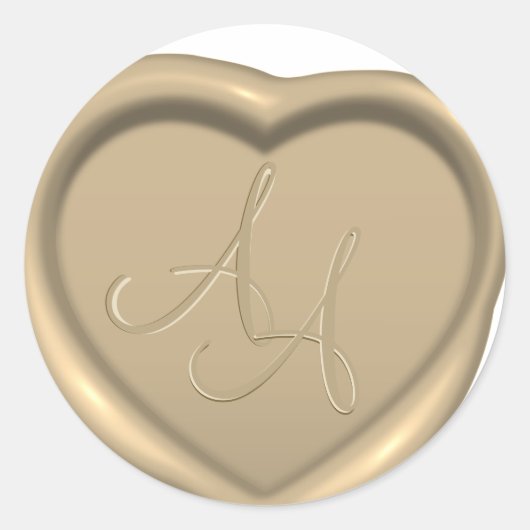 Love Heart Wax Seal Monogram Wedding Sticker (Voorkant)