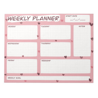 Love Heart Wekelijkse Planner Notitieblok