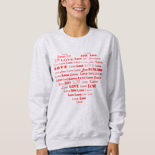 Love Heart Word Cloud Hot Pink Mixed Fonts Trui