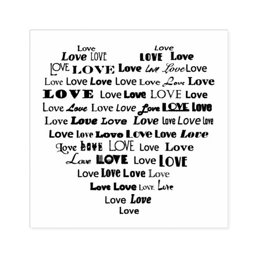 Love Heart Word Cloud Rubberstempel (Afrduk)