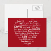 Love Heart Word Cloud - White on Dark Red Briefkaart (Voorkant / Achterkant)