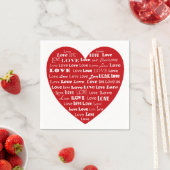 Love Heart Word Cloud - White on Dark Red Servetten (Insitu)