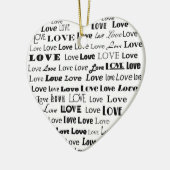 Love Heart Word Cloud - zwart Keramisch Ornament (Links)