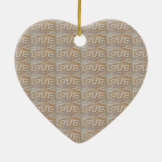Love Heart Zee Shell Beach Hearts Seashells Summer Keramisch Ornament (Achterkant)