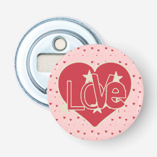 Love Hearts and Stars Button Flesopener