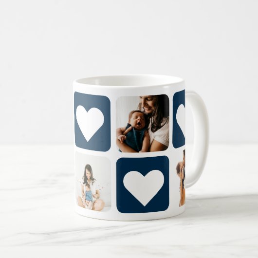 Love Hearts Blue Photo Collage Mok (Voorkant rechts)