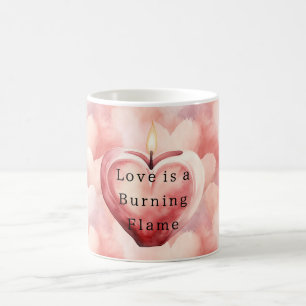 Love Hearts Brandende Vlam Kaars Koffiemok