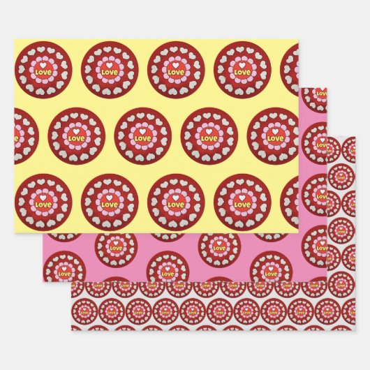 Love Hearts Bright Art Wrapping Craft Paper (Set)