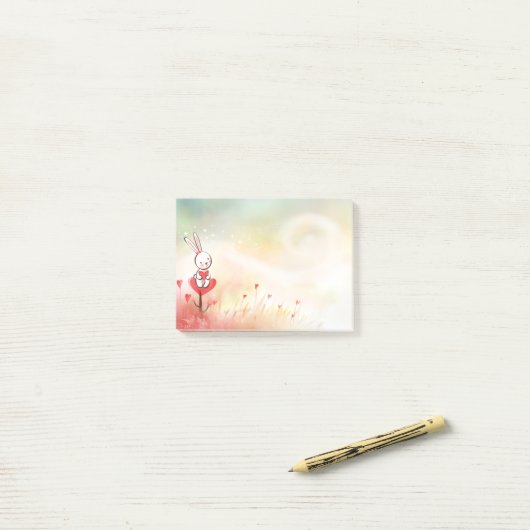 Love Hearts Bunny Post-it® Notes (Op bureau)