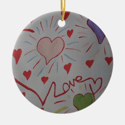 Love Hearts Ceramic Ornament (Voorkant)