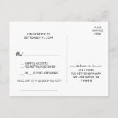 Love Hearts Chanson Demande RSVP Carte Postale (Dos)