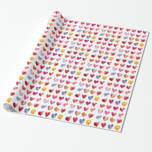 Love Hearts Colorful Cadeaupapier (Uitgerold)