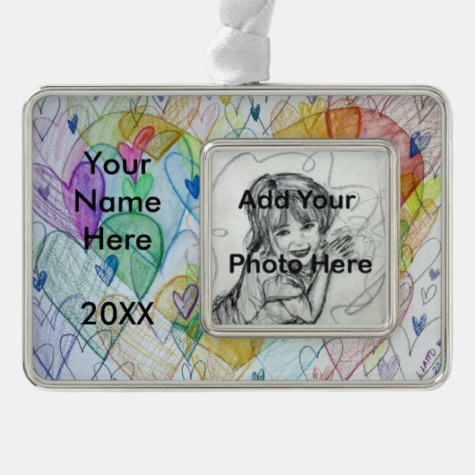 Love Hearts Custom Art Personalized Photo Ornament (Voorkant)