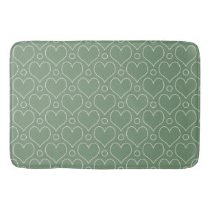 Love Hearts en Polka Dots patroon in groen Badmat