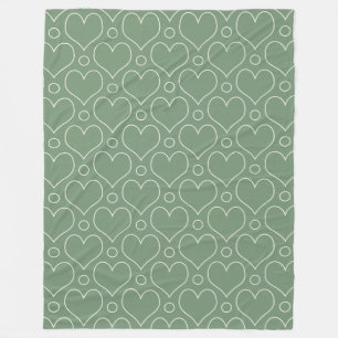 Love Hearts en Polka Dots patroon in groen Fleece Deken