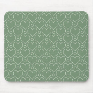 Love Hearts en Polka Dots patroon in groen Muismat
