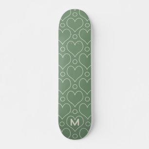 Love Hearts en Polka Dots patroon in groen Skateboard
