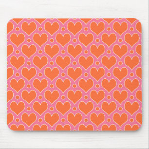 Love Hearts en Polka Dots patroon in roze, Sinaasa Muismat