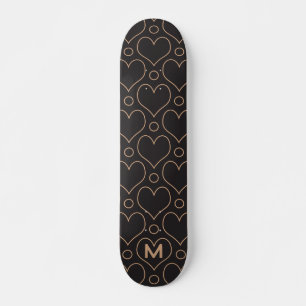 Love Hearts en Polka Dots patroon in Tan & Black Skateboard