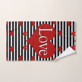 Love Hearts et Black White Stripes Serviette (Serviette à main)