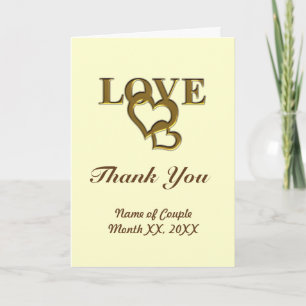 Love Hearts et Red Rose Merci Carte de voeux