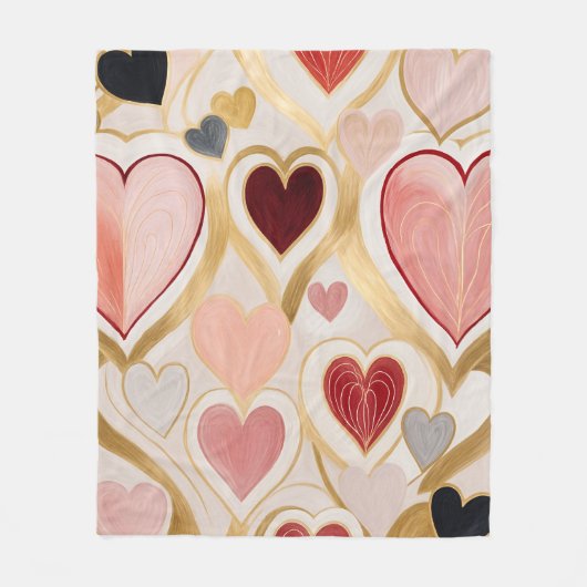 Love Hearts Fleece Deken (Voorkant)