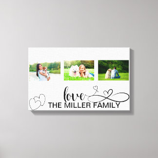 Love Hearts in Black Script Custom Photo Collage Canvas Afdruk