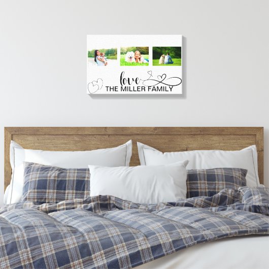Love Hearts in Black Script Custom Photo Collage Canvas Afdruk (Insitu (Slaapkamer))