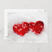 Love Hearts in Snow Briefkaart (Voorkant / Achterkant)